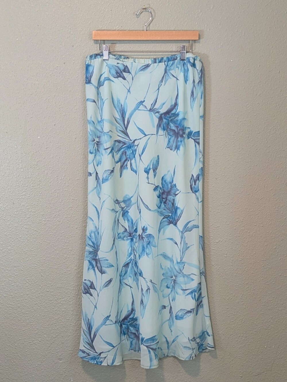Light Blue Floral Maxi Skirt - Women's Flowing Summer Skirt